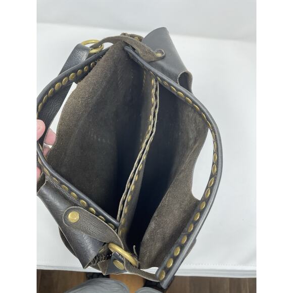 Paolo Angelucci Leather Black Brass Hardwear Studded Tote Bag Retail $400.00 - Picture 8 of 16